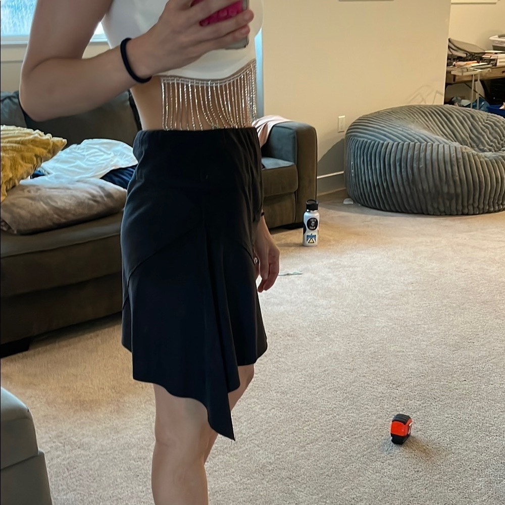 Free People Black Asymmetrical Wrap Mini Skirt - Picture 2 of 8